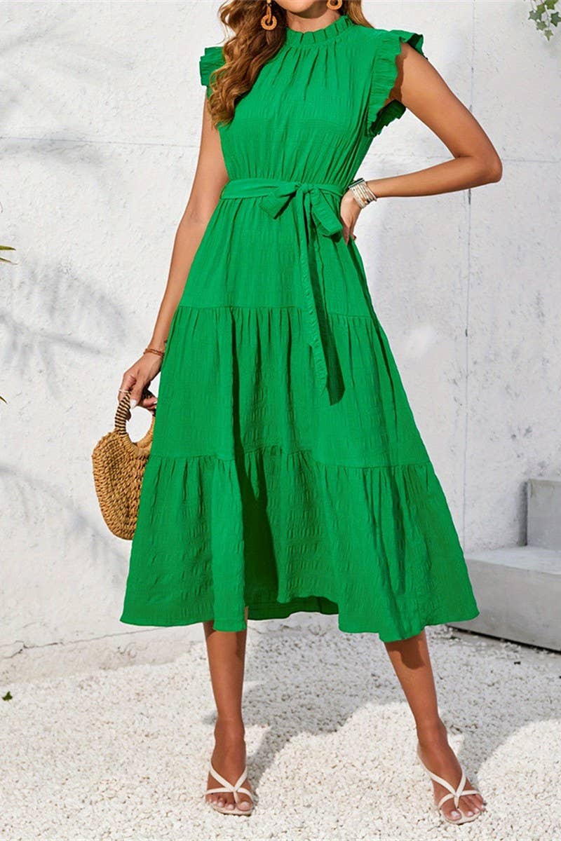 CWDMD5055_SUMMER ROMANTIC RUFFLE LONG LAYERED CAKE DRESS