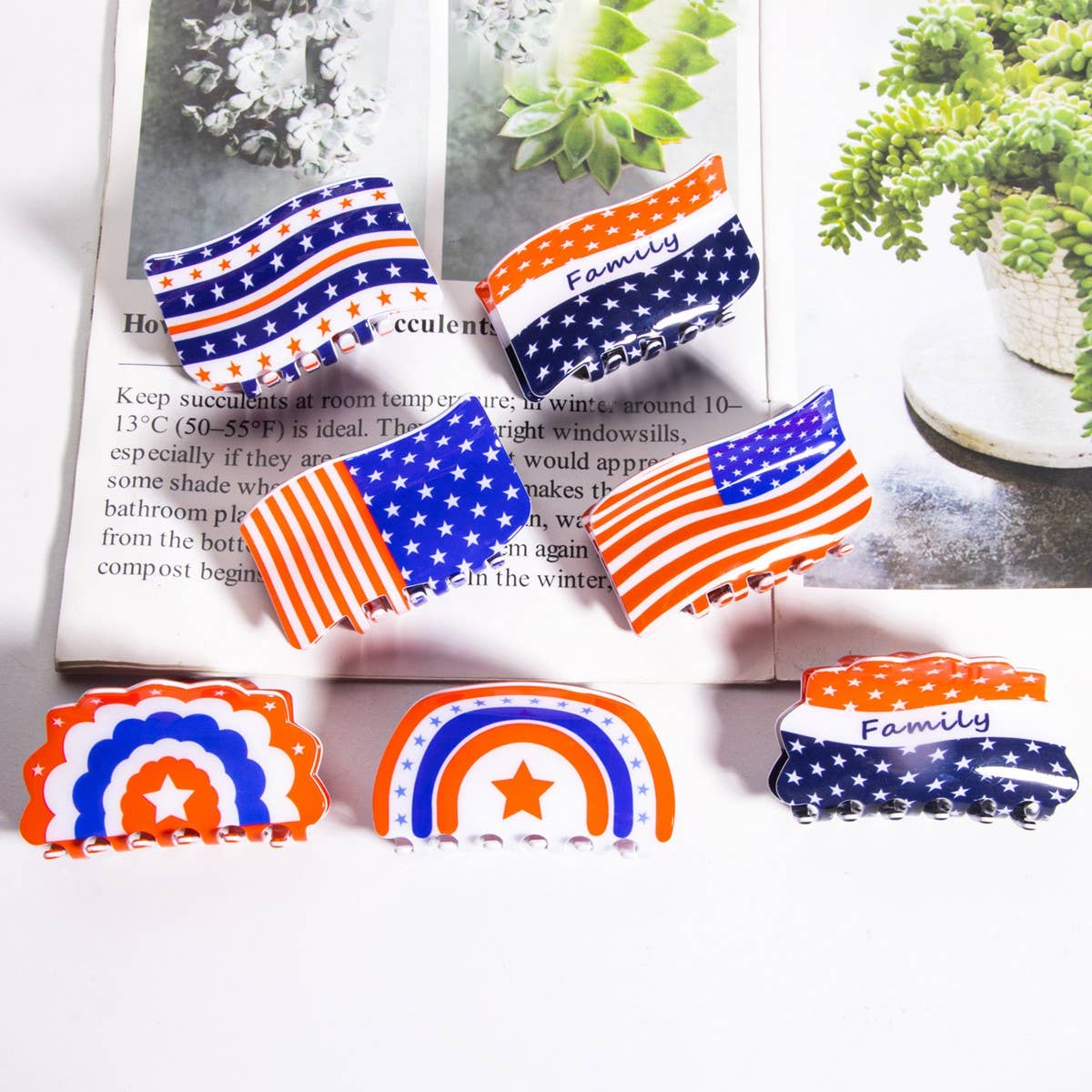 USA Flag Hair Claw, Creative Patriotic Back Clip_CWAHA1265