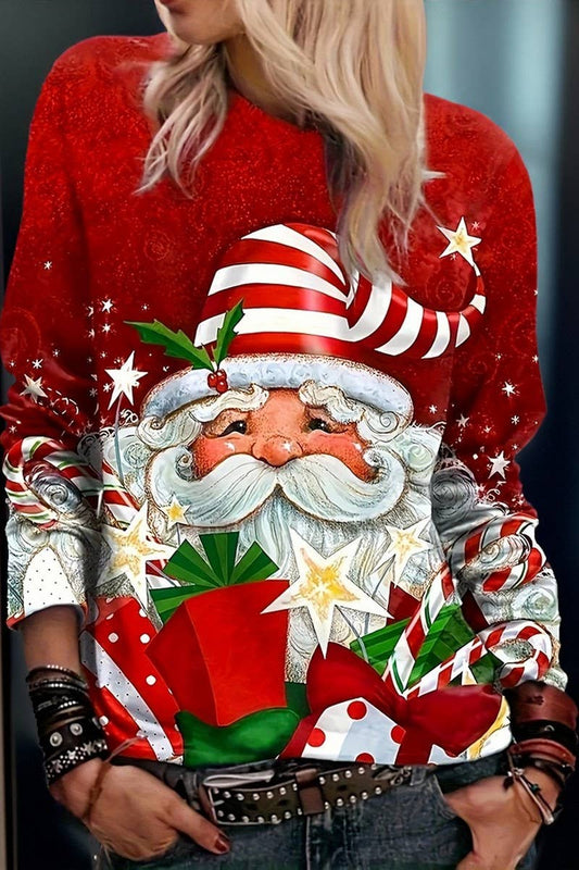 CWOSWL07610_CHRISTMAS SANTA LONG SLEEVE KNIT TOP