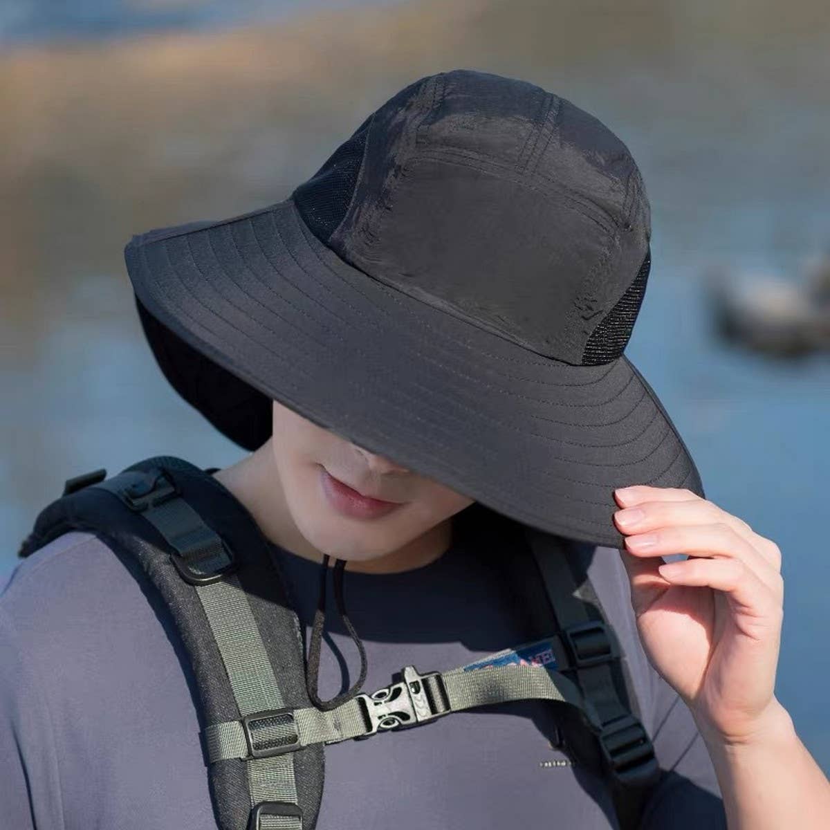 LARGE BRIM OUTDOOR FACE AND NECK SUN HAT_CWAH1470