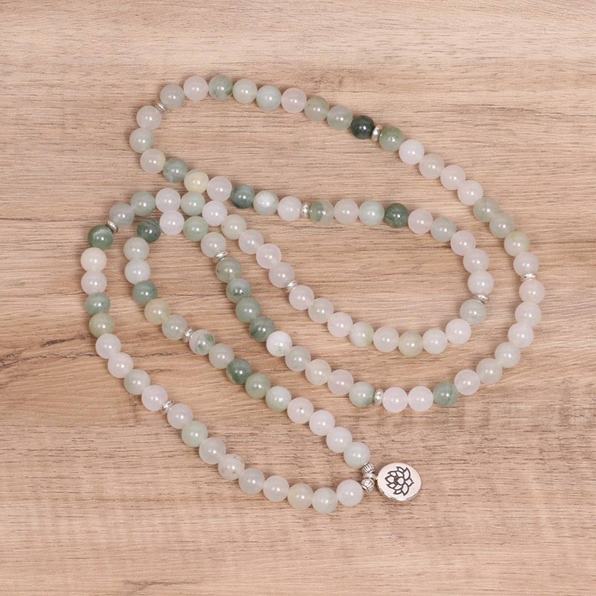 GREEN 108 BEADED BRACELETS WITH STRETCHY BANDS