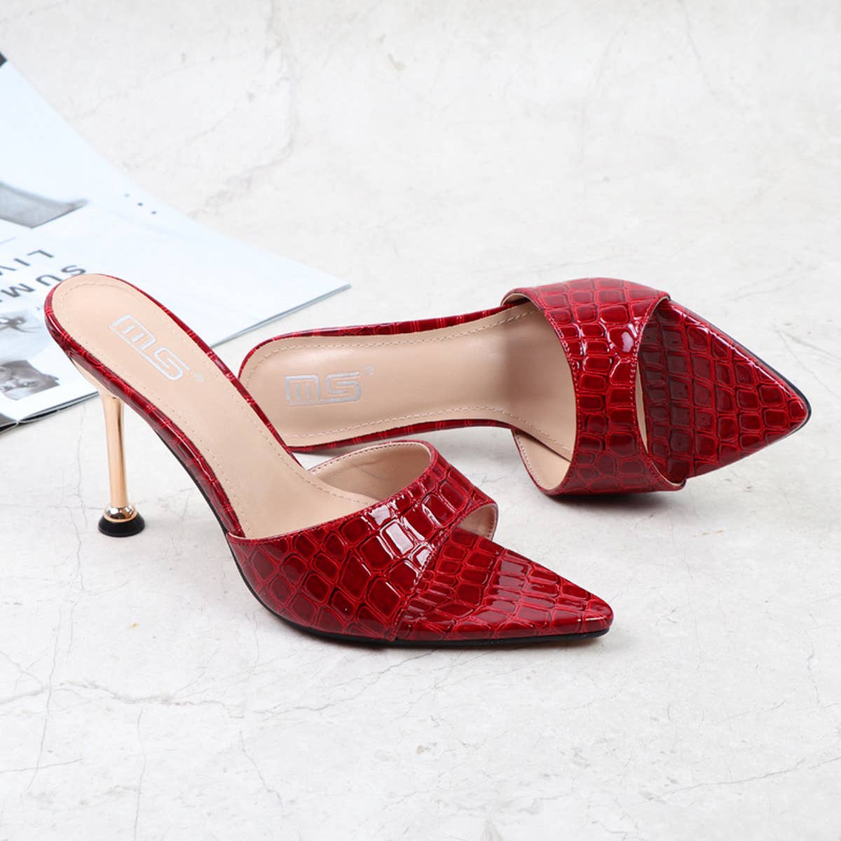 SNAKESKIN PATTERN POINTED TOE STILETTO PUMPS_CWSHS0609