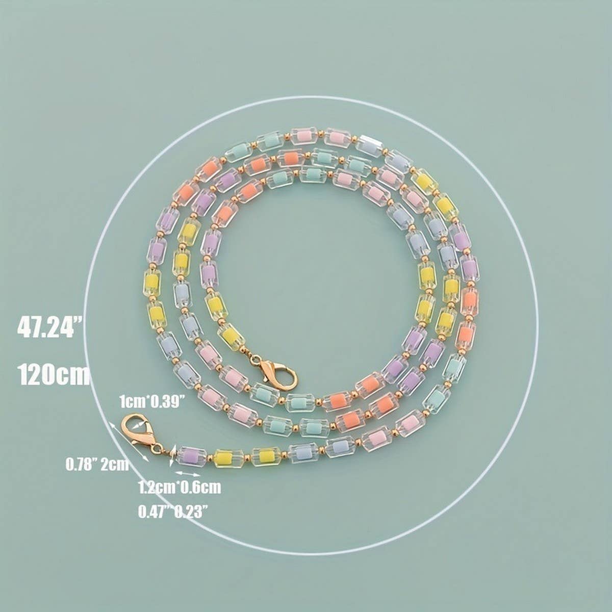 Rainbow Bead,Long Beaded Chain Bag Strap_CWMM5114