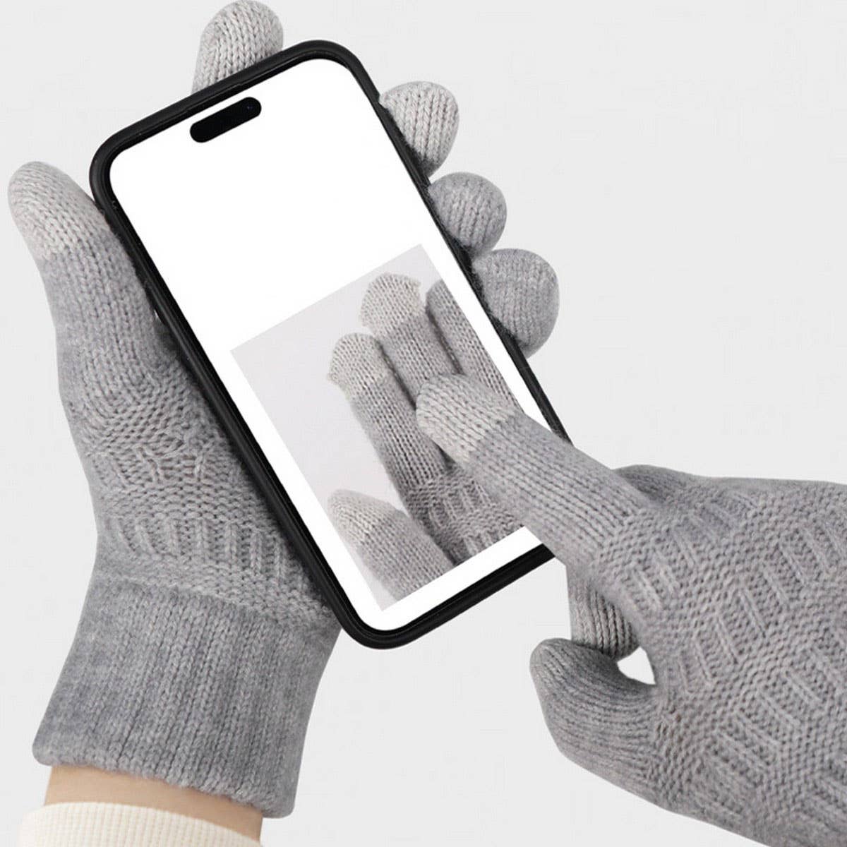 WOMEN'S WINTER SOLID COLOR WOOL KNITTED GLOVES_CWAG0405