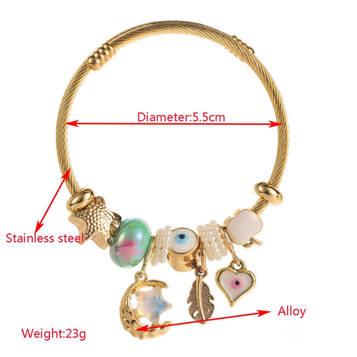 DIY Stylish Stainless Steel Star & Moon Bracelet