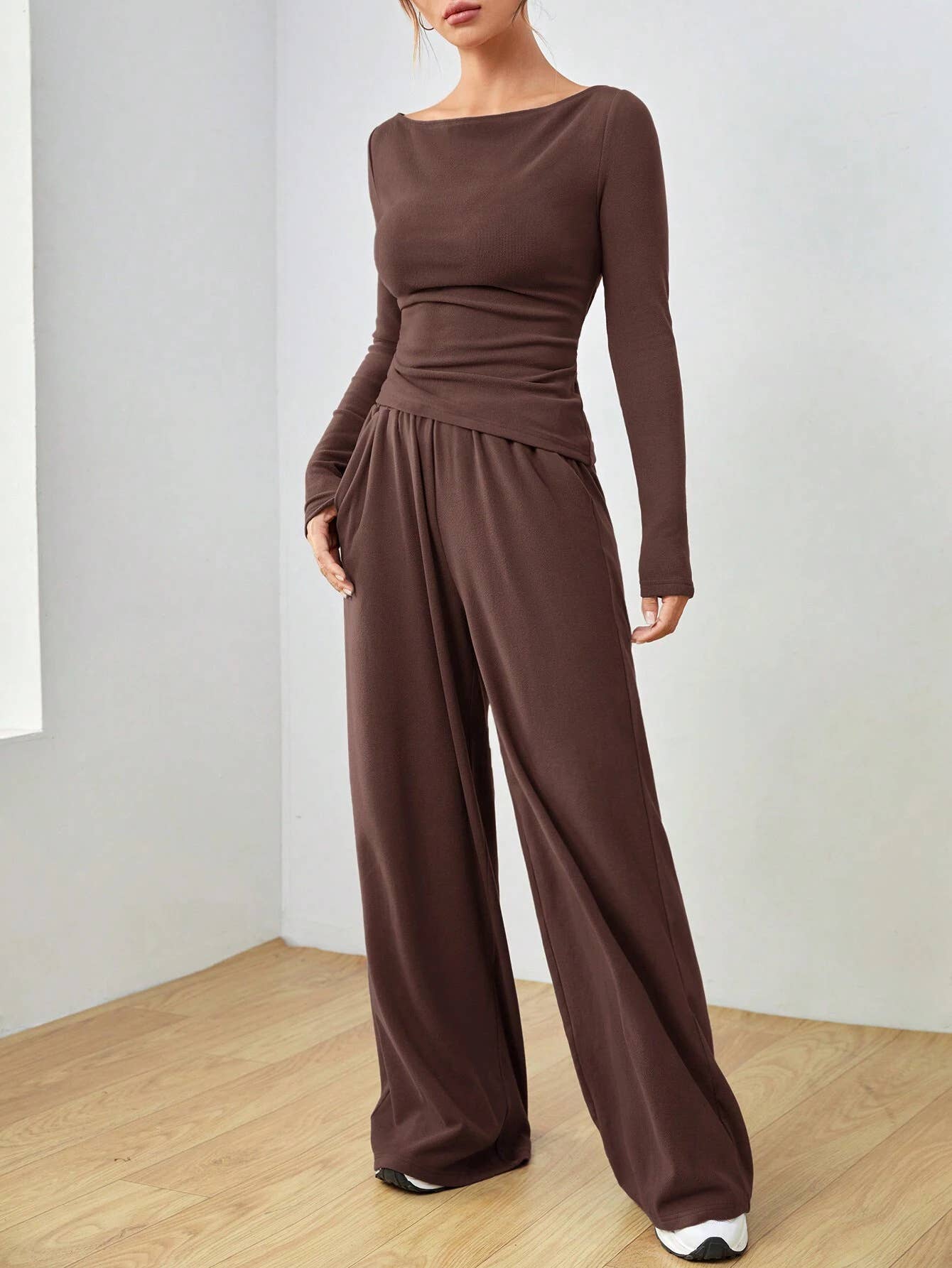 LONG-SLEEVED CASUAL WIDE-LEG PANTS TWO-PIECE SET