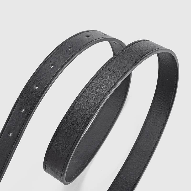 Retro silver buckle simple and versatile belt