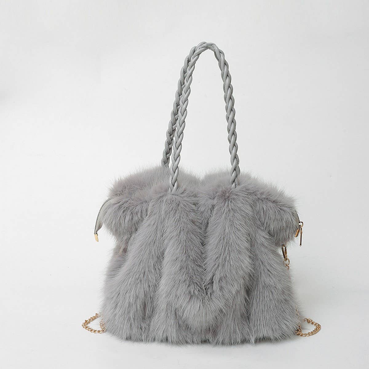 Quilted Plush Fur Bag Large Shoulder Handbag_CUAB00537
