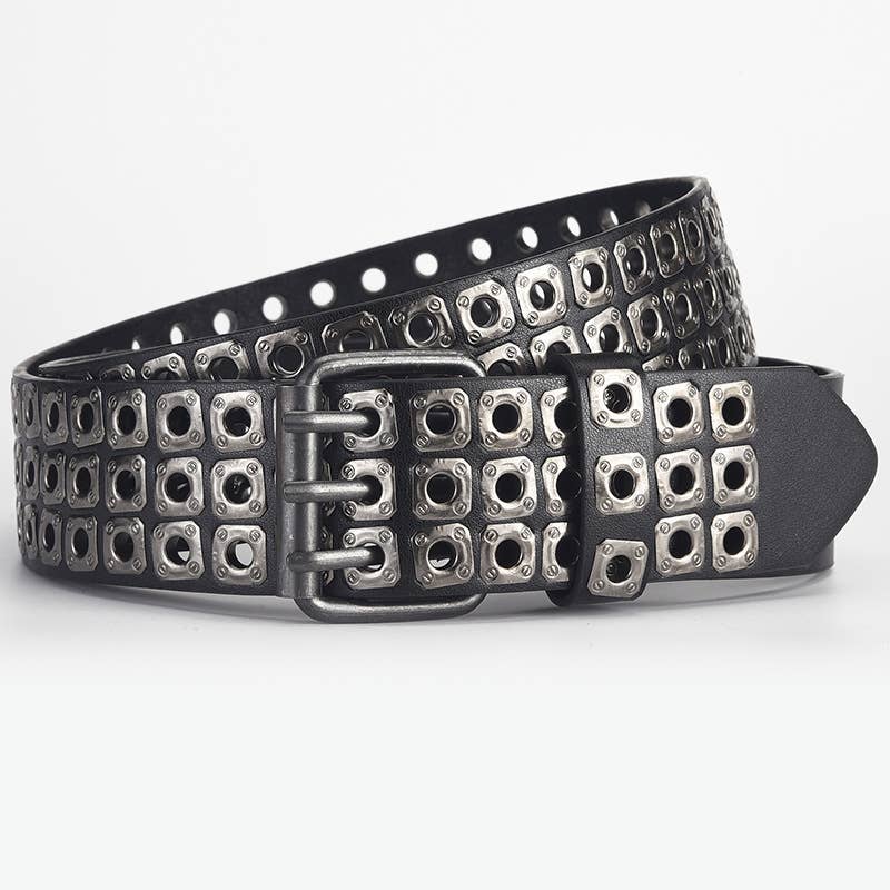 LIUDING HOLLOW AIR EYE PUNK STYLE PU BELT