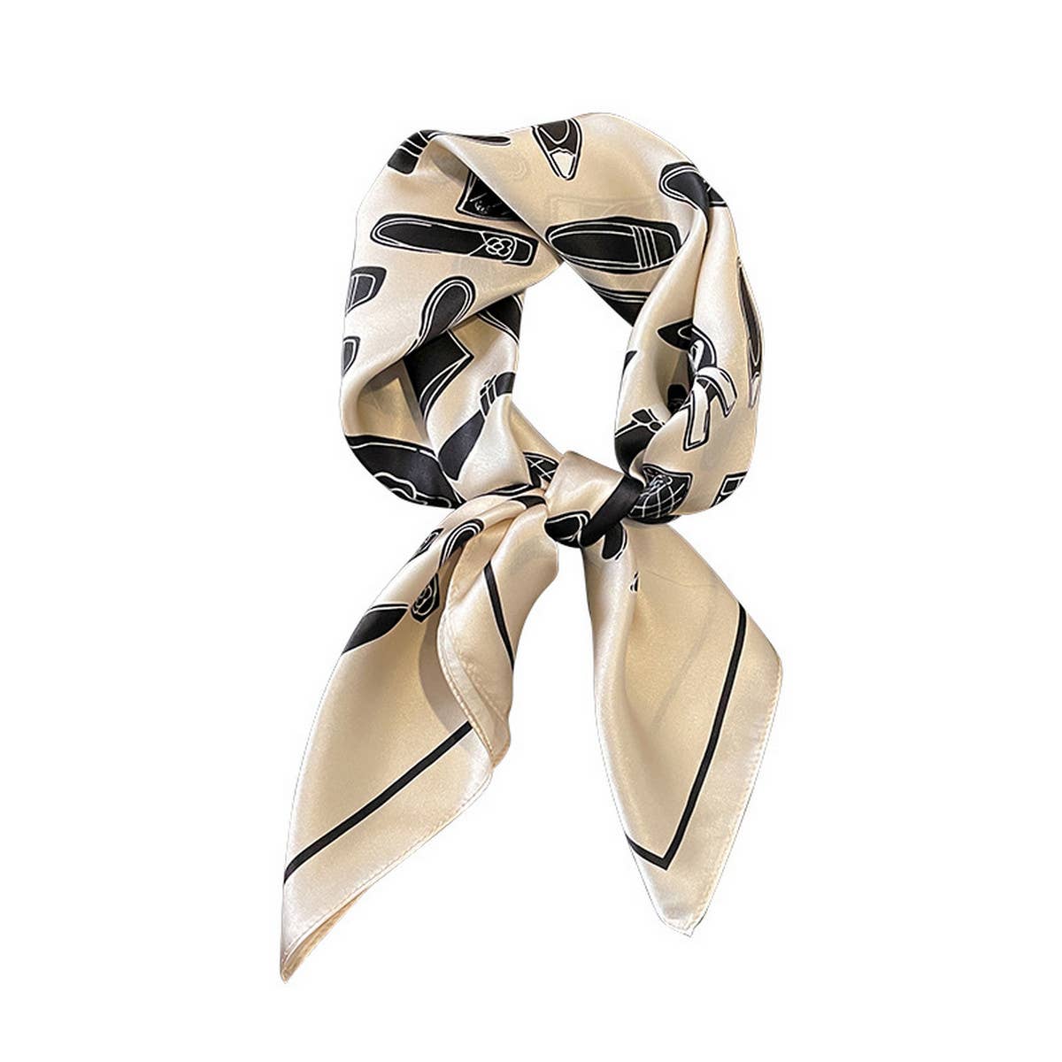 Summer Black & White Silk Scarf ??Accessory_CWASC0622