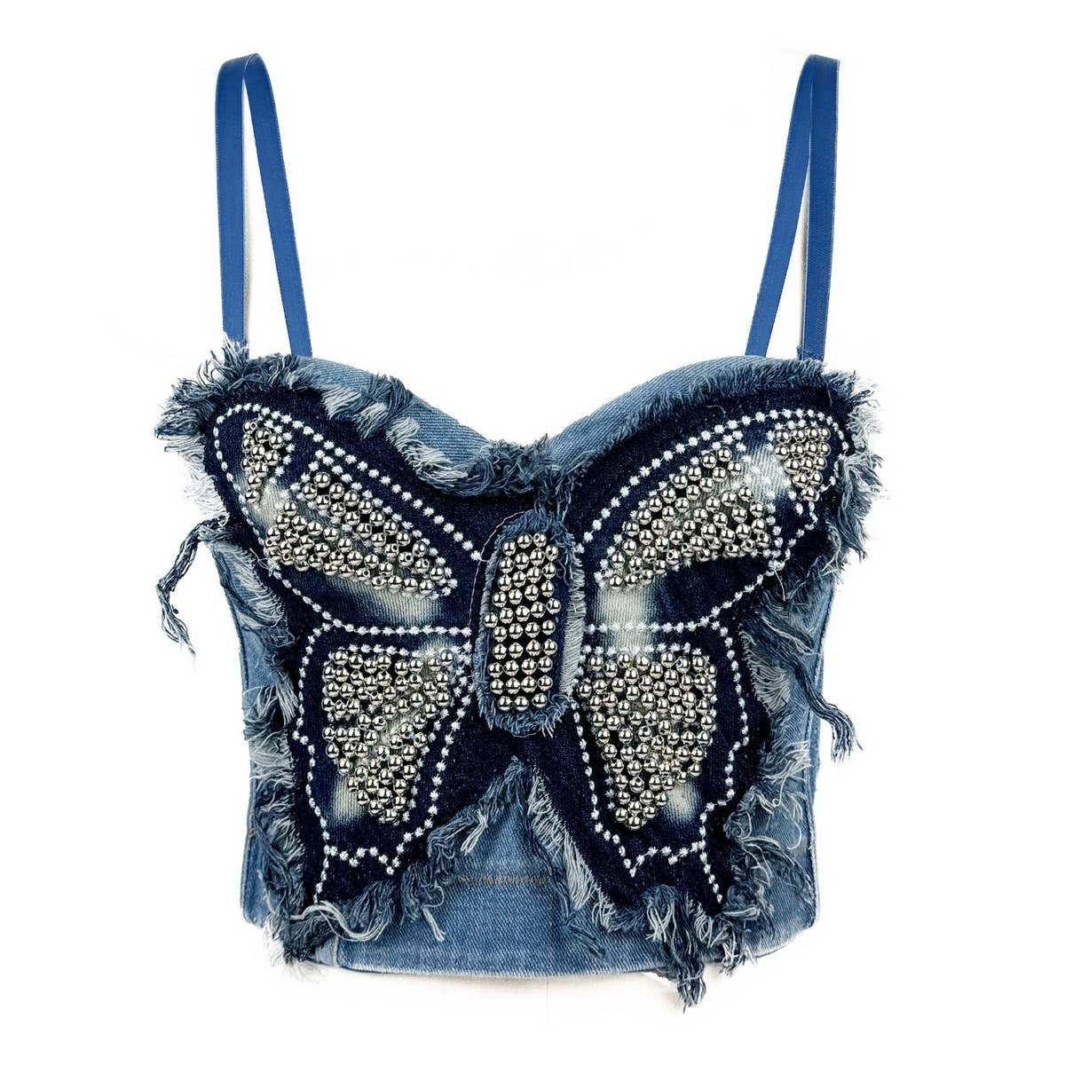 BUTTERFLY PANEL DENIM HERRINGBONE CORSET_CWMM4159