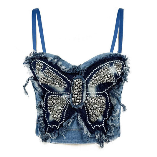 BUTTERFLY PANEL DENIM HERRINGBONE CORSET_CWMM4159