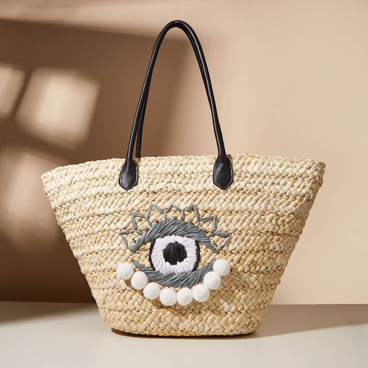 FASHION EYE PATTERN BEACH BAG WOVEN BAG_CWAB1983
