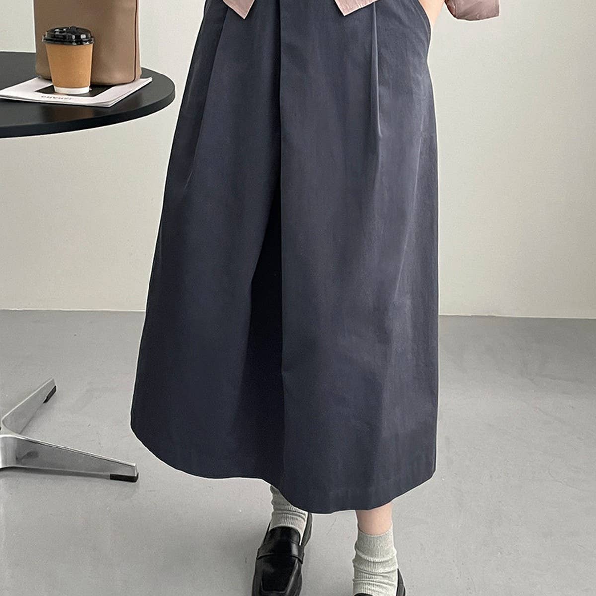 Design sense irregularly pleated A-line skirt
