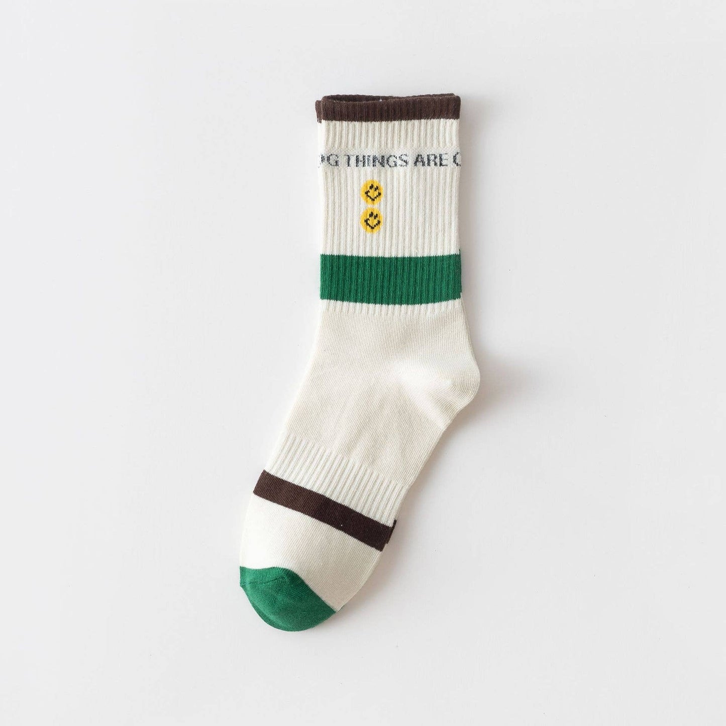 Alphabet Smiley Pattern Crew Socks For Womens_CWMS0906