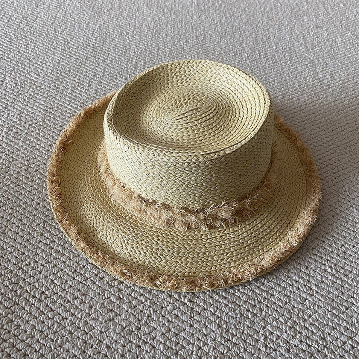 Summer raffia decorated straw hat for women_CWAH3568