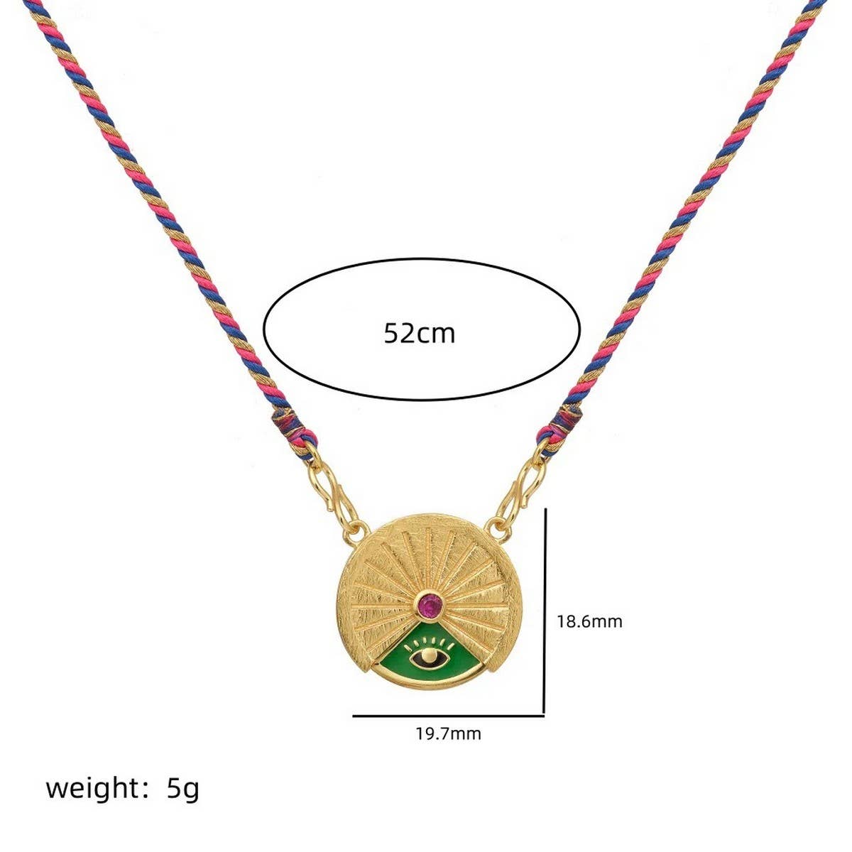 GOLD-PLATED NECKLACE WITH COLORFUL ROUND PENDANT