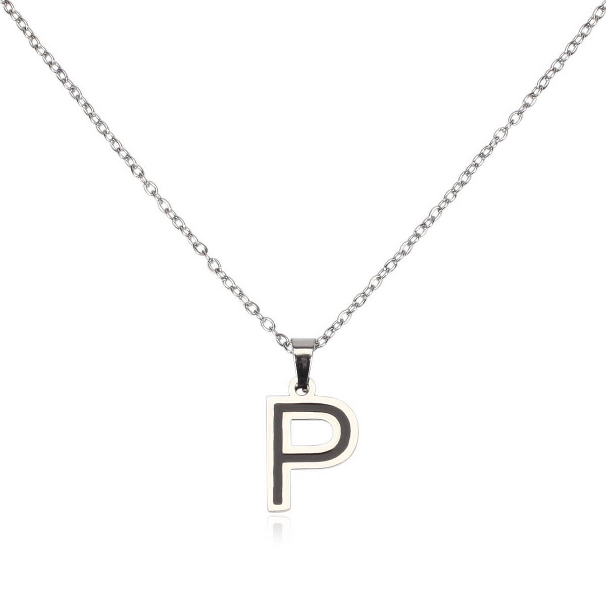CWAJE05716_STAINLESS STEEL ALPHABET LETTER PENDANT NECKLACE