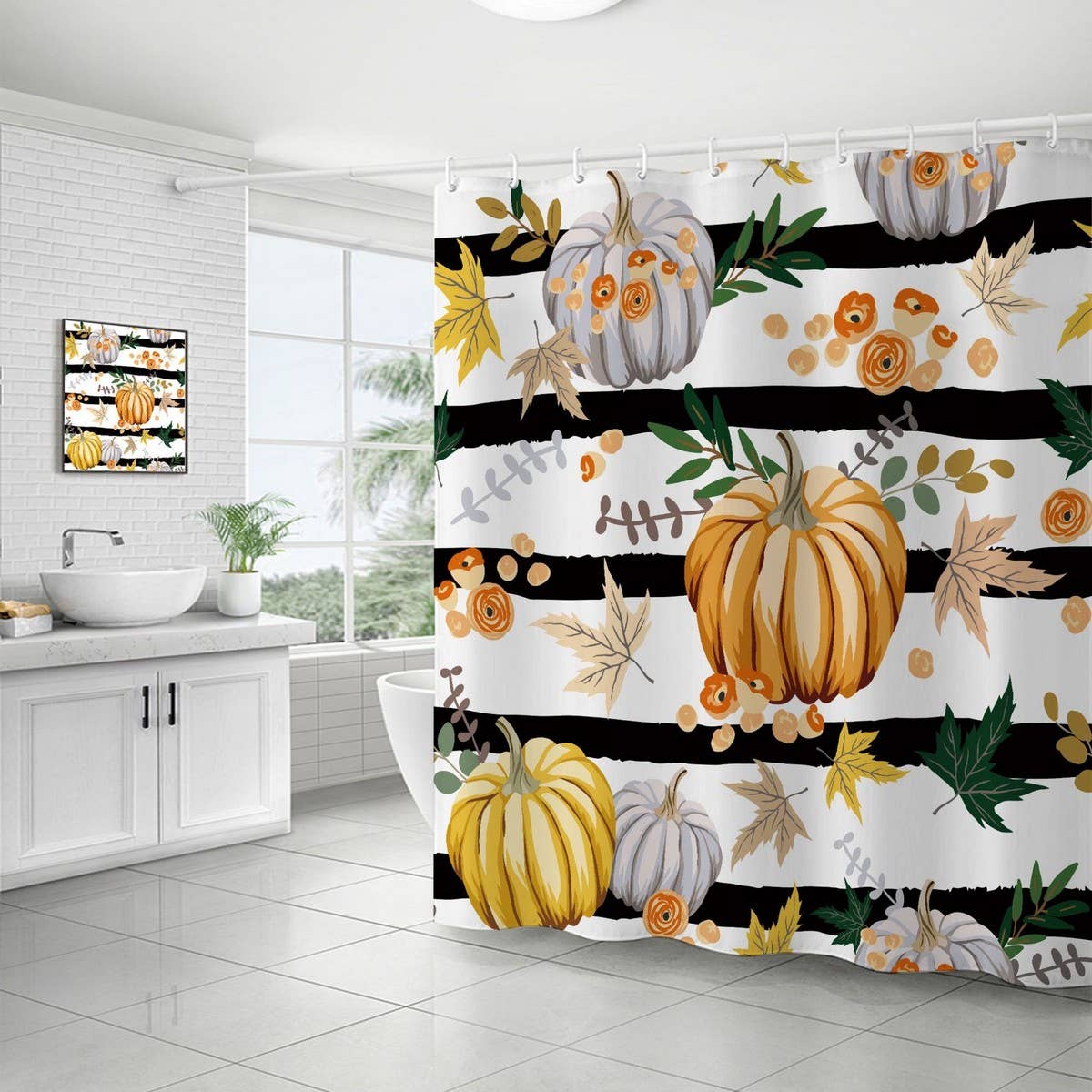 HARVEST PUMPKIN SERIES SHOWER CURTAIN