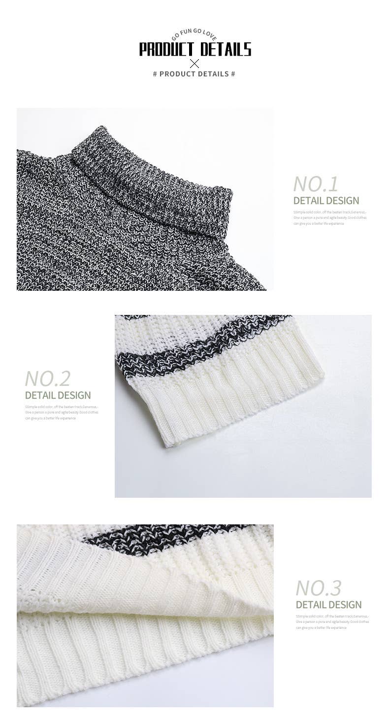 LOOSE PATCHWORK MATCHING TURTLENECK DRESS