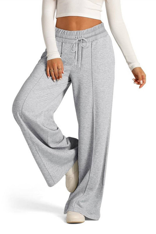 CWBLP1855_SOLID COLOR WAIST WIDE-LEG CASUAL TROUSERS