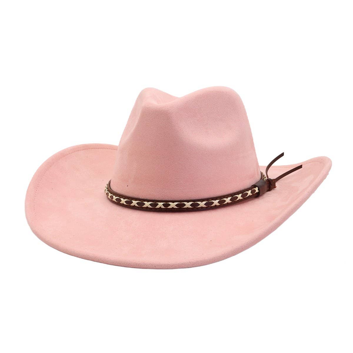 Soft Suede Western Cowboy Fedora Hat Ethnic Style_CWAH04401