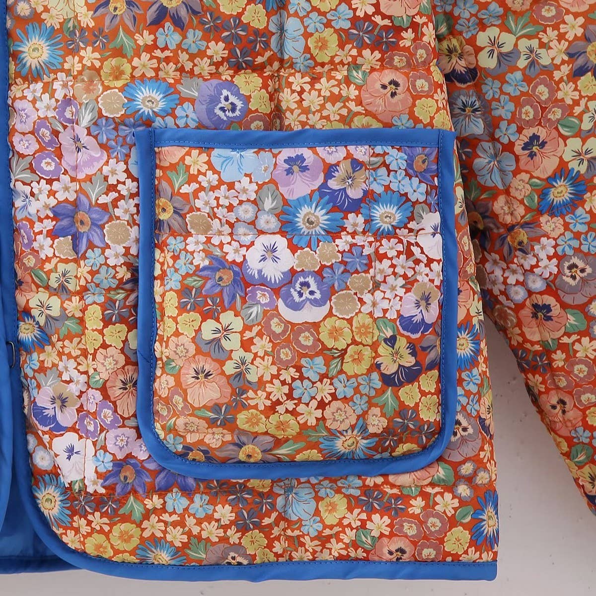 REVERSIBLE FLORAL LOOSE WARM QUILTED JACKETS