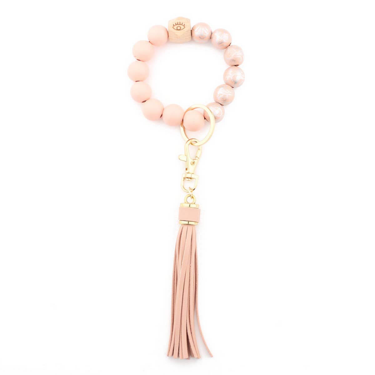 TASSEL PRINTED WOODEN BEAD KEYCHAIN