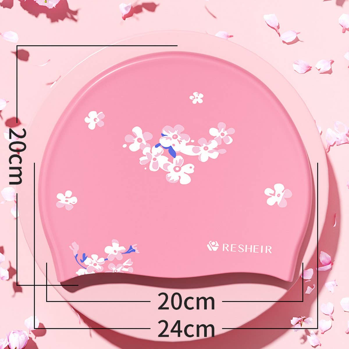 XL Printed Silicone Swim Cap for Women Adults_CWMM6706