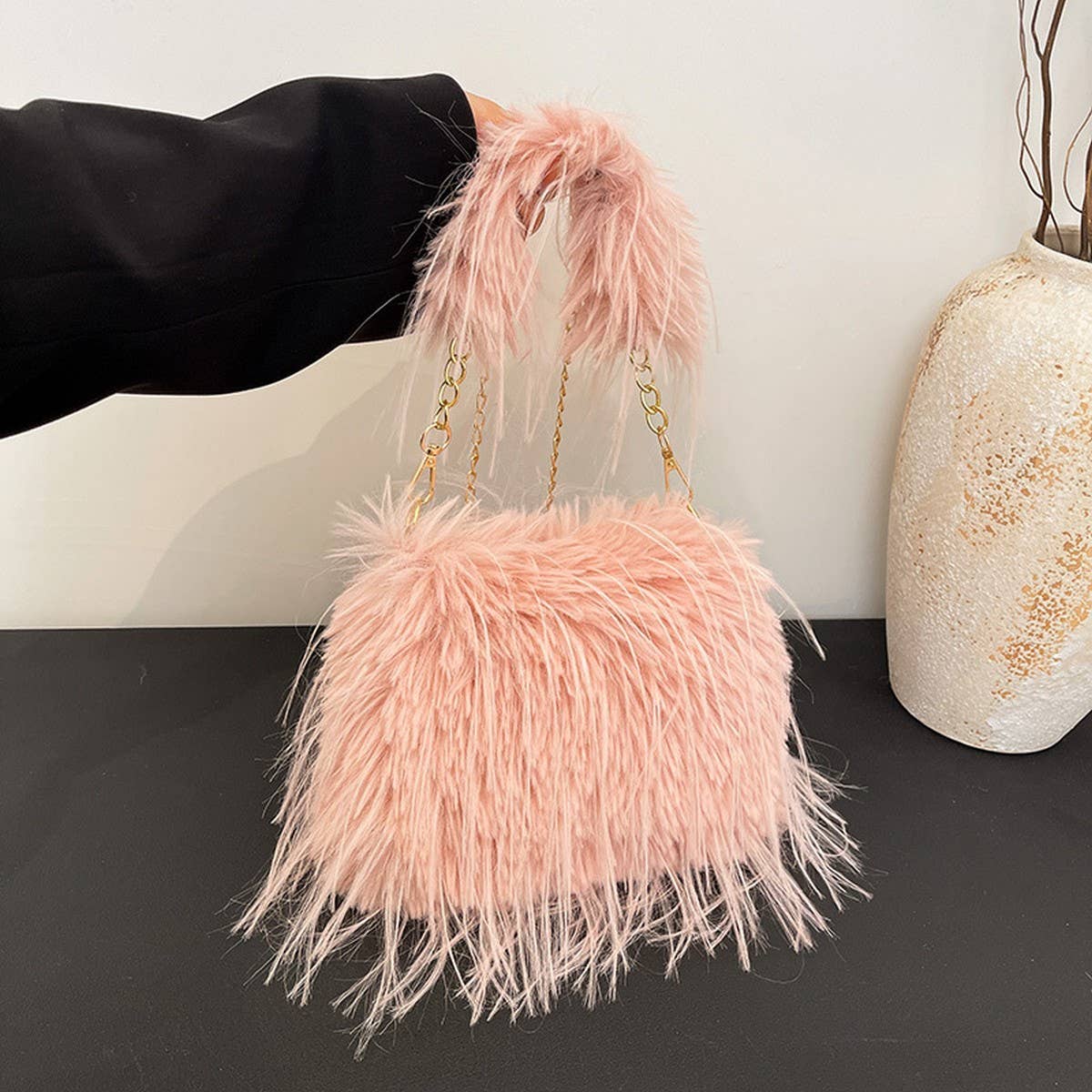 Plush Fur Chain Bag Women Crossbody Handbag_CUAB00542