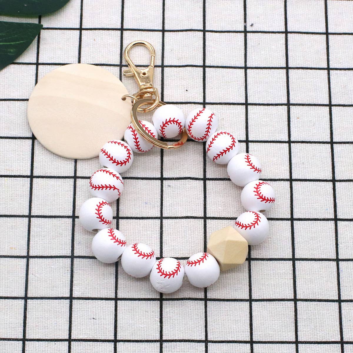 2024 PRINTED WOODEN BEAD BRACELET KEYCHAIN_CWMM1572