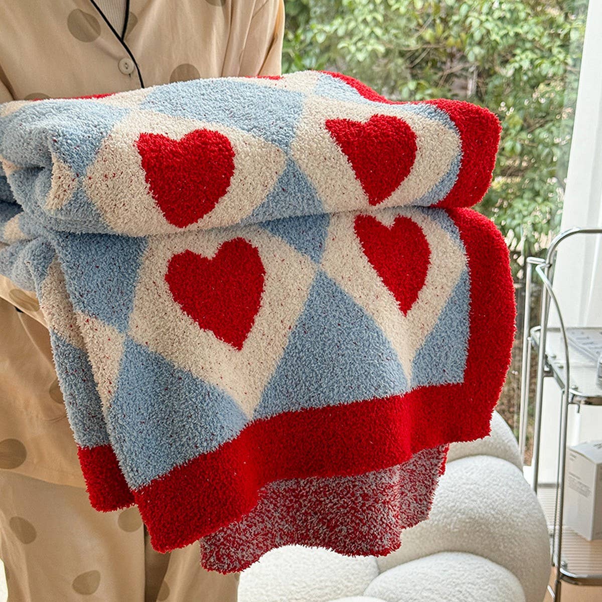 SWEET STYLE LOVE KNITTED WOOL THROW BLANKET