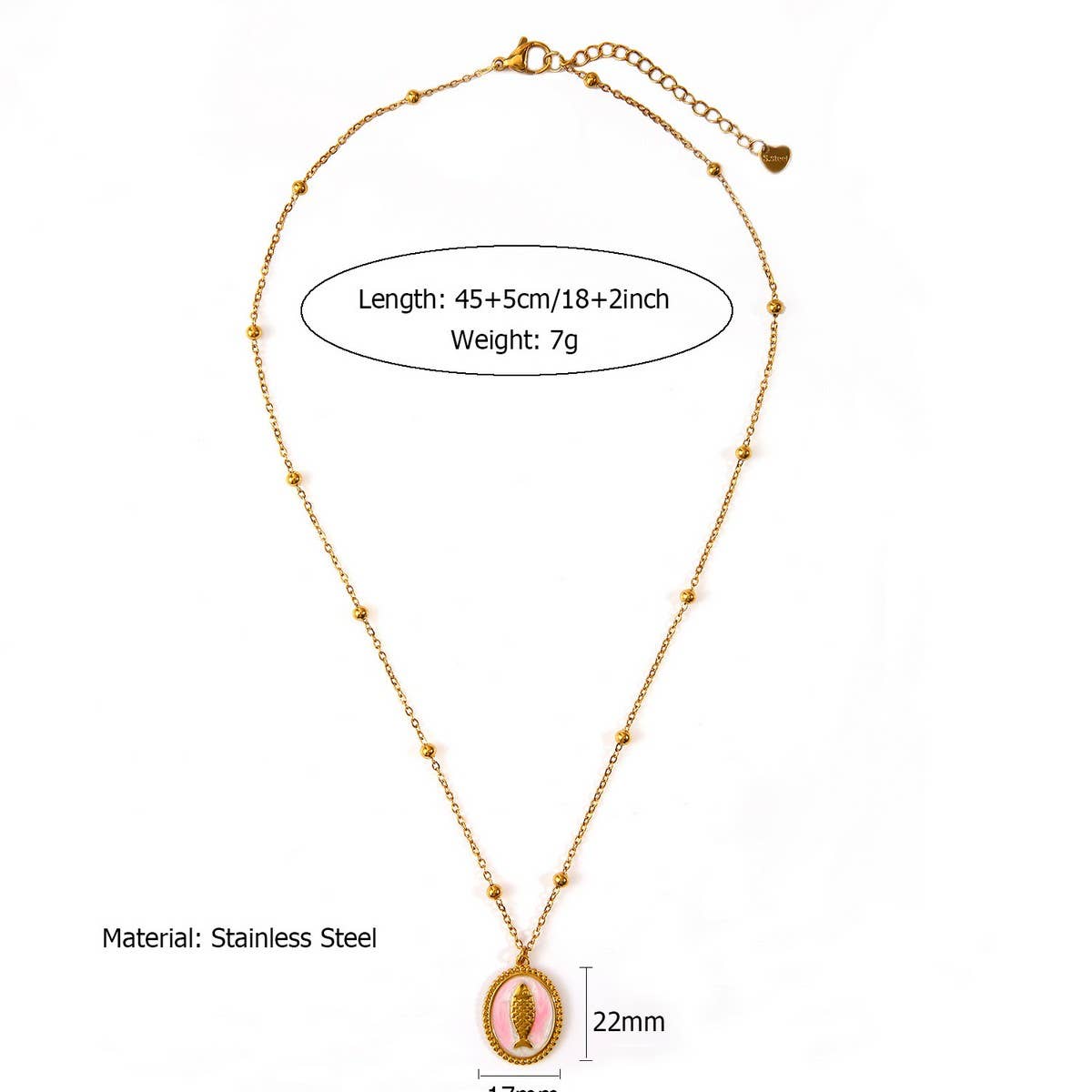 Ocean Style Steel Necklace with Shell & Fish_CWMM8834