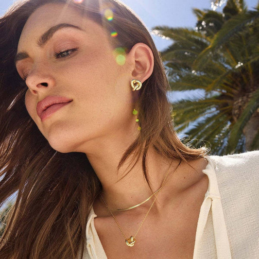 Irregular Line Curve Studs 18K Gold Plated