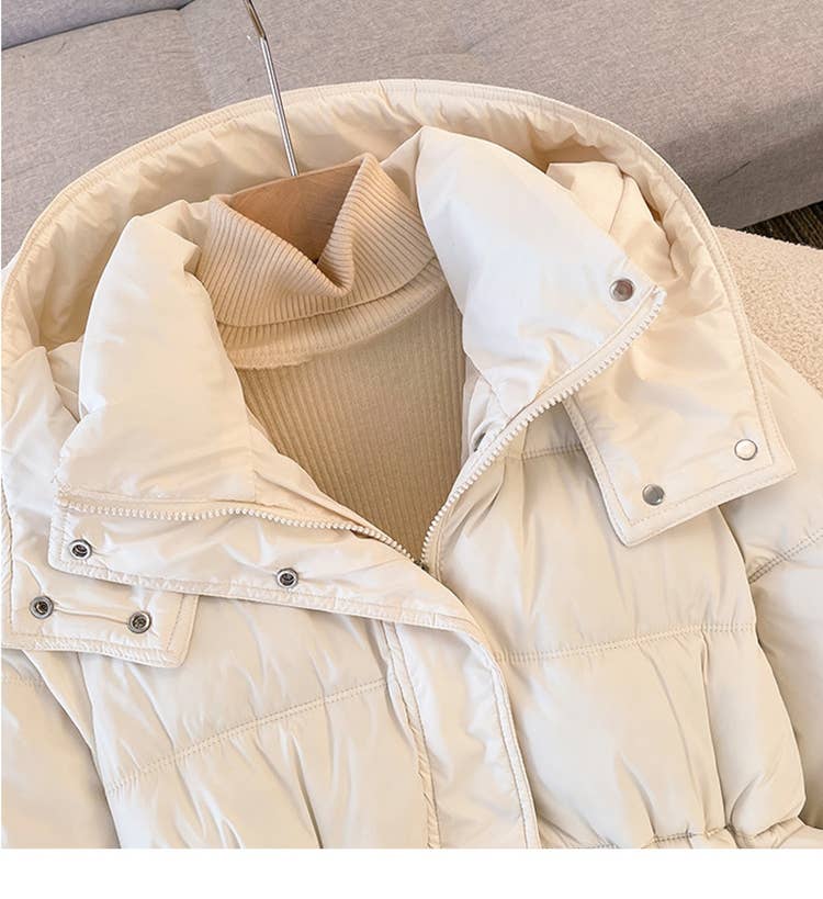 Thick,hooded,mid-length cotton-padded jacket