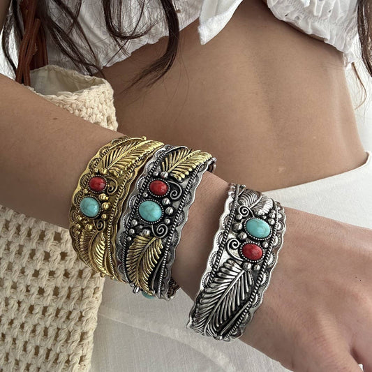 NEW RETRO OVAL TURQUOISE BRACELET FOR WOMEN