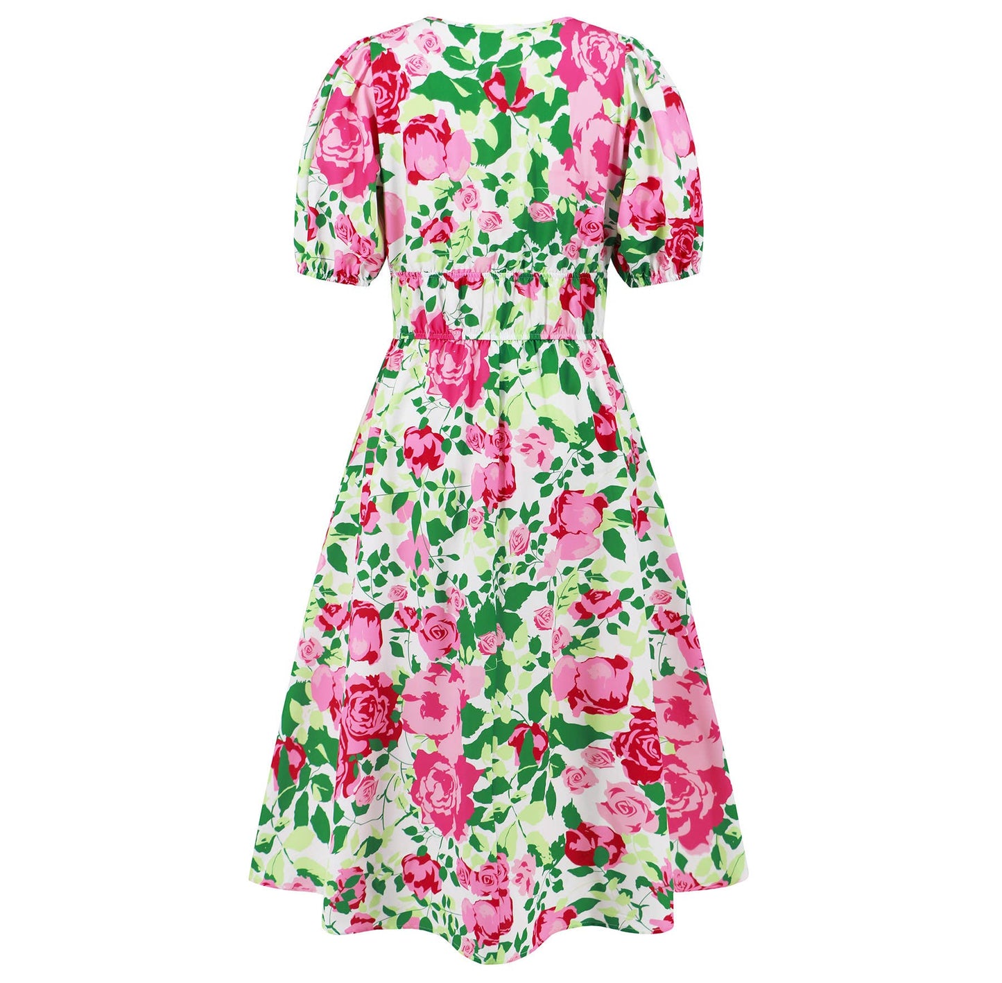Boho V-Neck Floral Maxi Dress With Waist Tie_Cwdmd5284