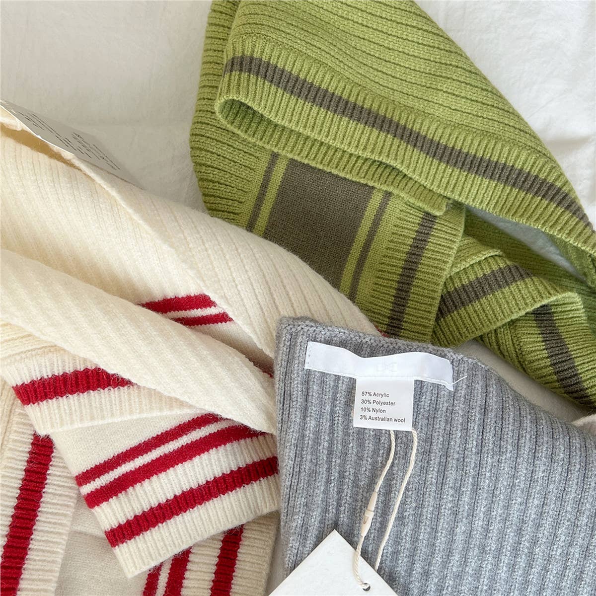 Knit Knot Shawl ? Striped Collar Wrap for Women