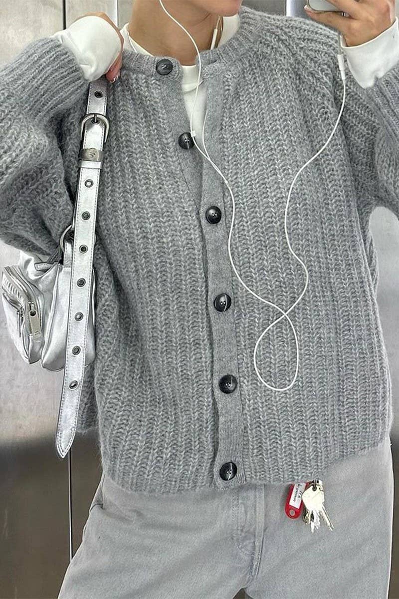 CWOCAL00749_CASUAL SIMPLE BUTTON LONG SLEEVE SHIRT SWEATER