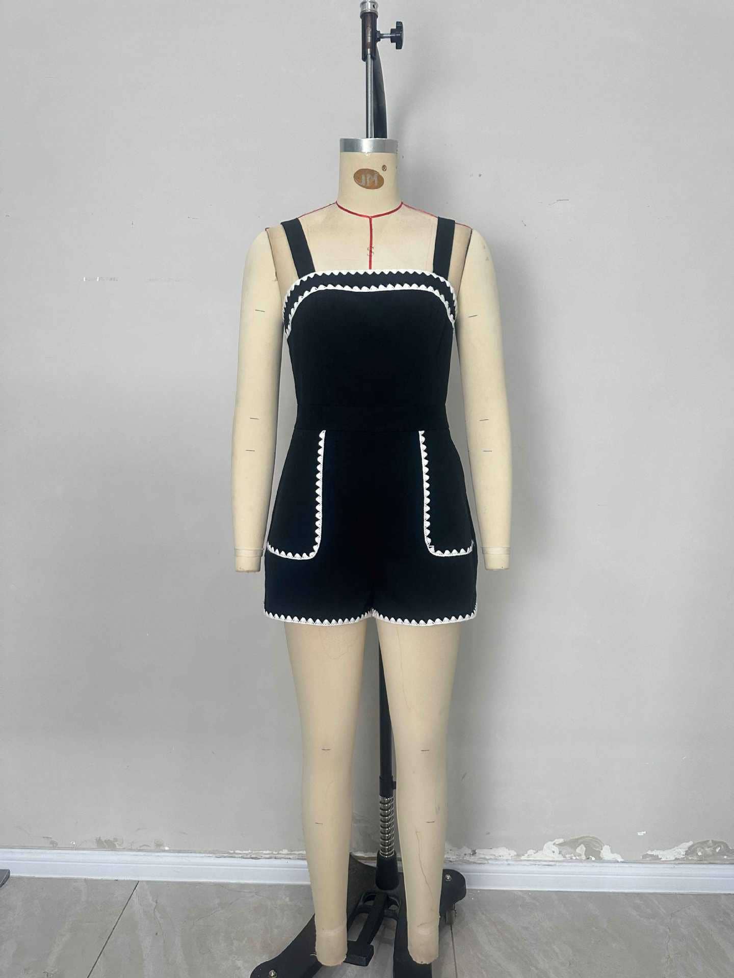 Elegant fashionable embroidered halter jumpsuit