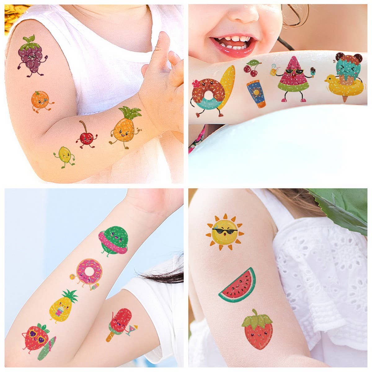 Waterproof Kids Sparkle Fruit & Veggie Tattoos