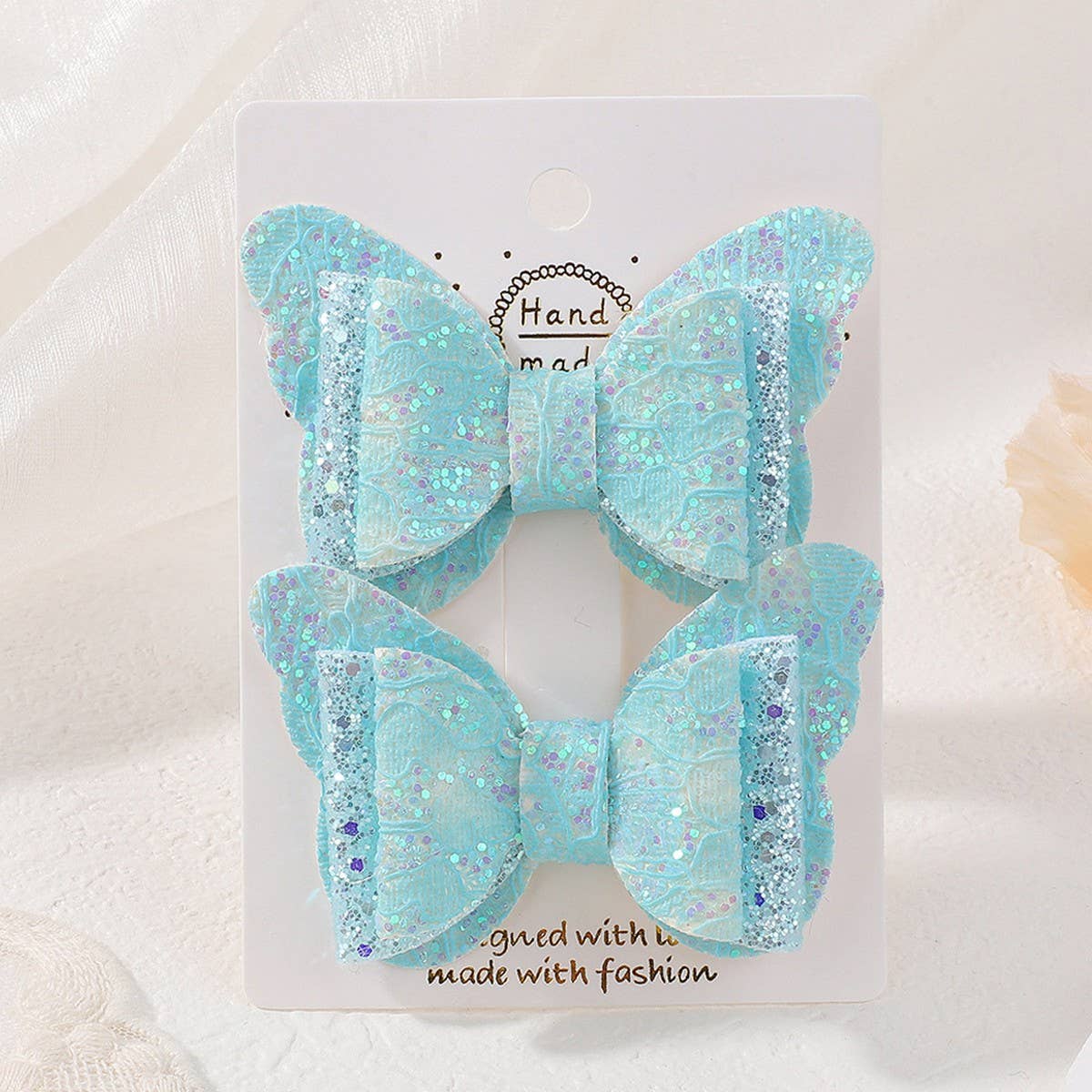 Cute Cartoon Glitter Bow Hair Clip Set