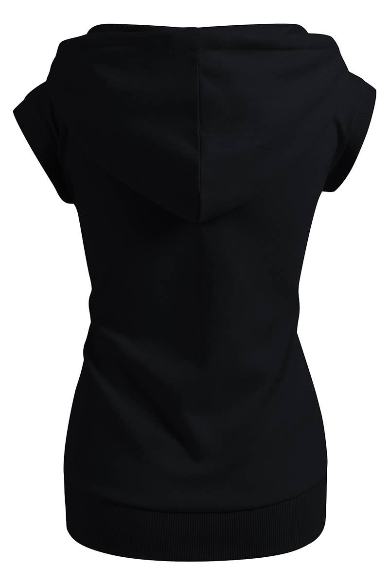 KWOHOSL003_Sleeveless Hoodies Basic Hoodie Zip Up