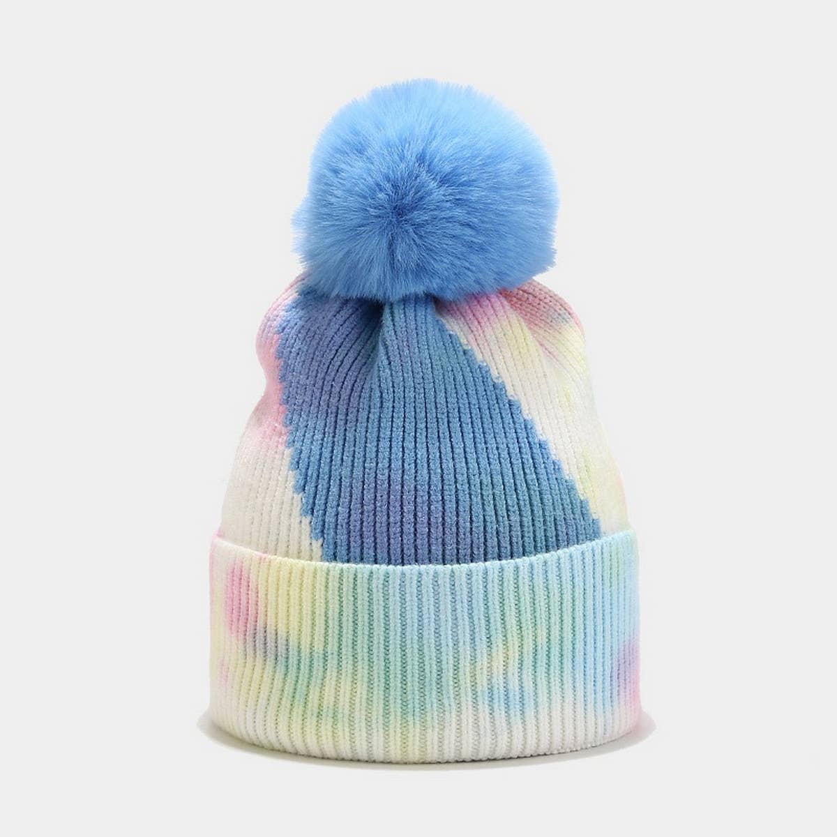 NEW TIE-DYE POM-POM KNITTED HAT_CWAH1619