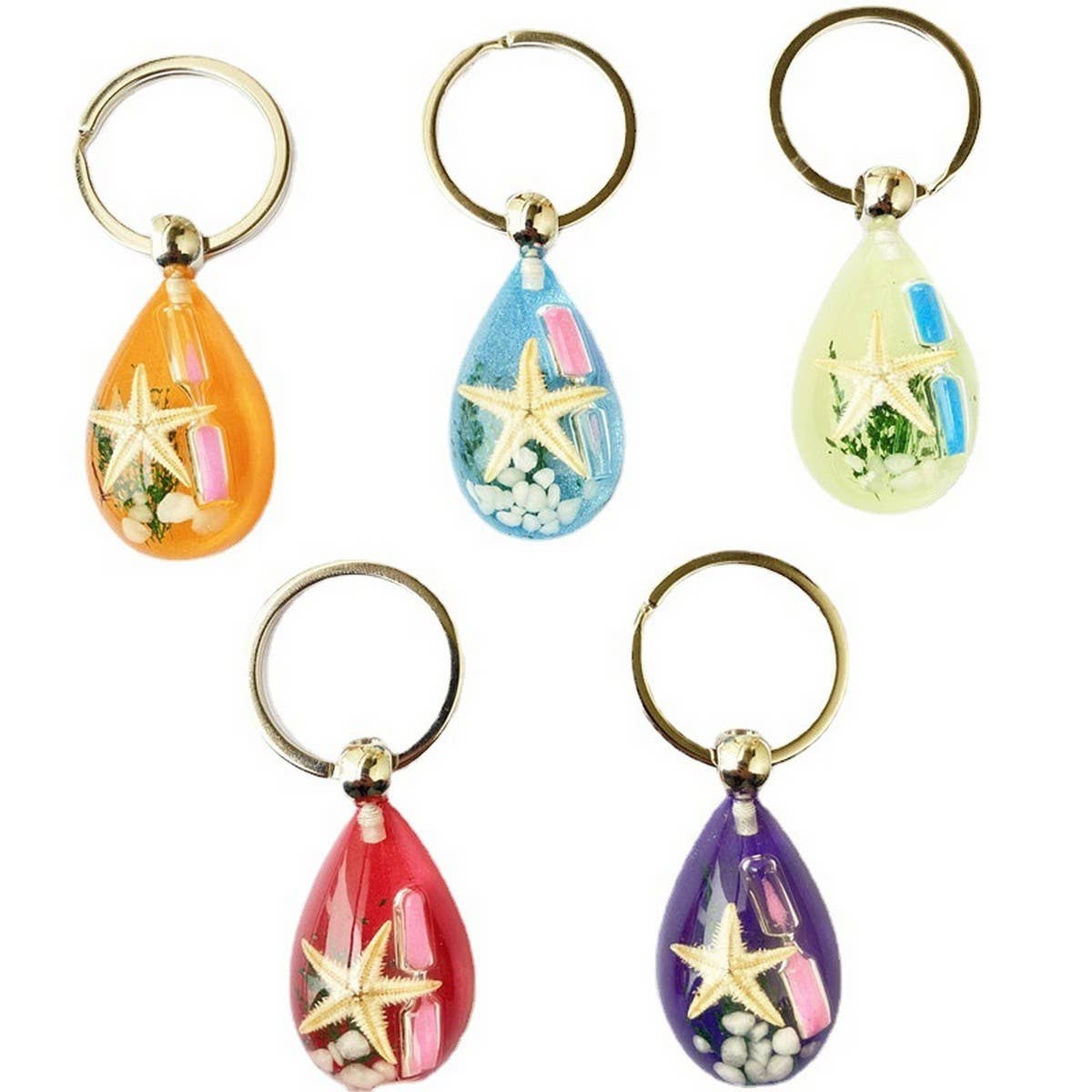 CREATIVE STARFISH HOURGLASS KEYCHAIN PENDANT