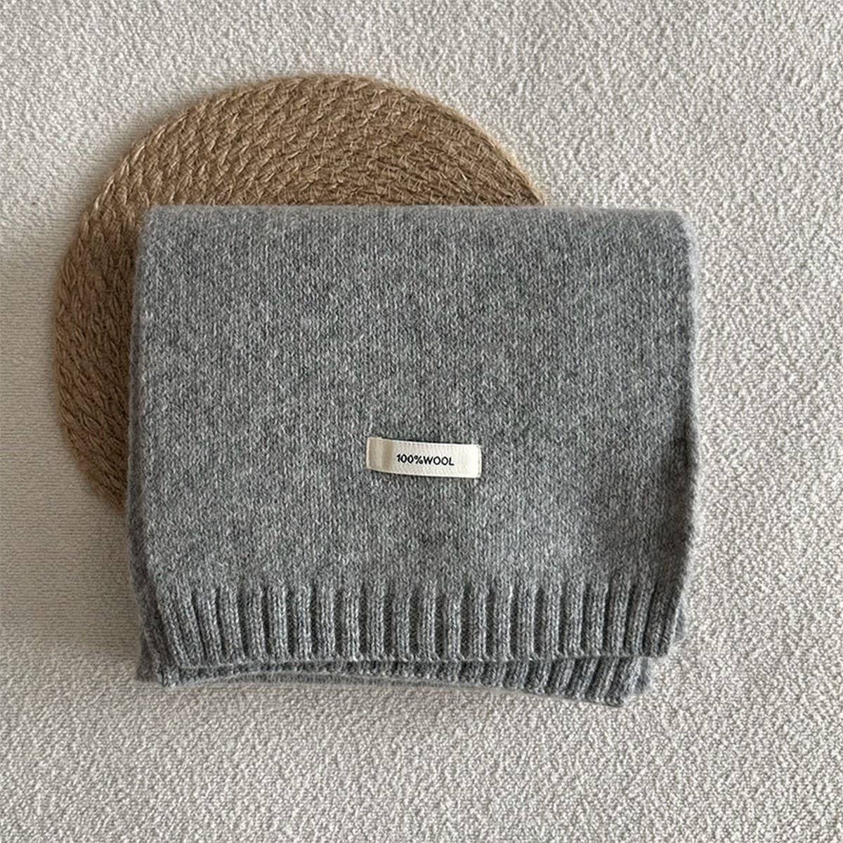 Basic 100% Wool Solid Knit Scarf Soft Warm Unisex_CWASC2288