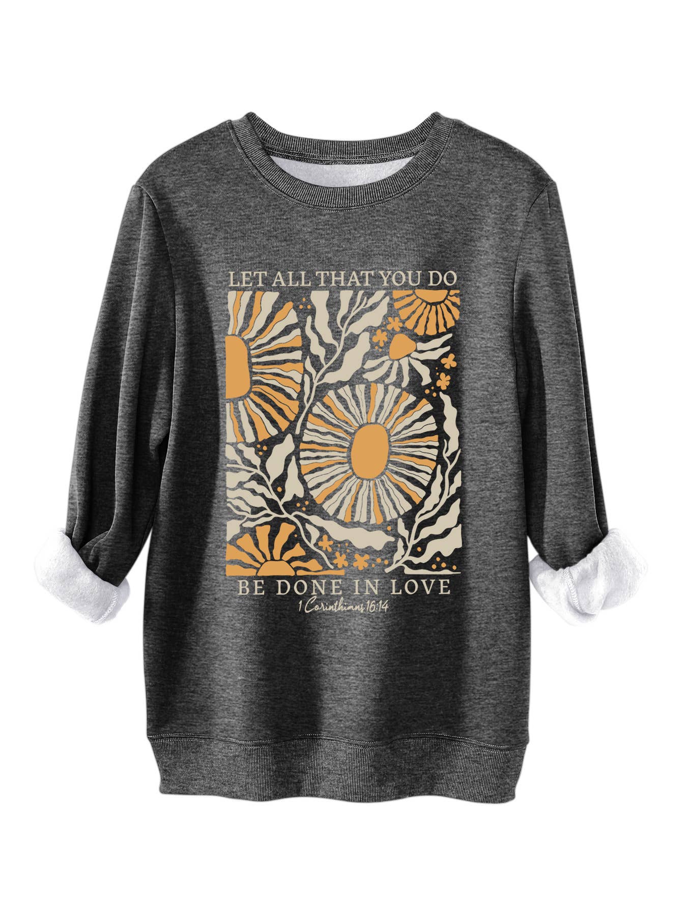 Fashion printed loose round-neck pullover hoodie