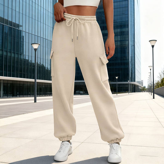 Solid-color straight-leg wide-leg sweatpants