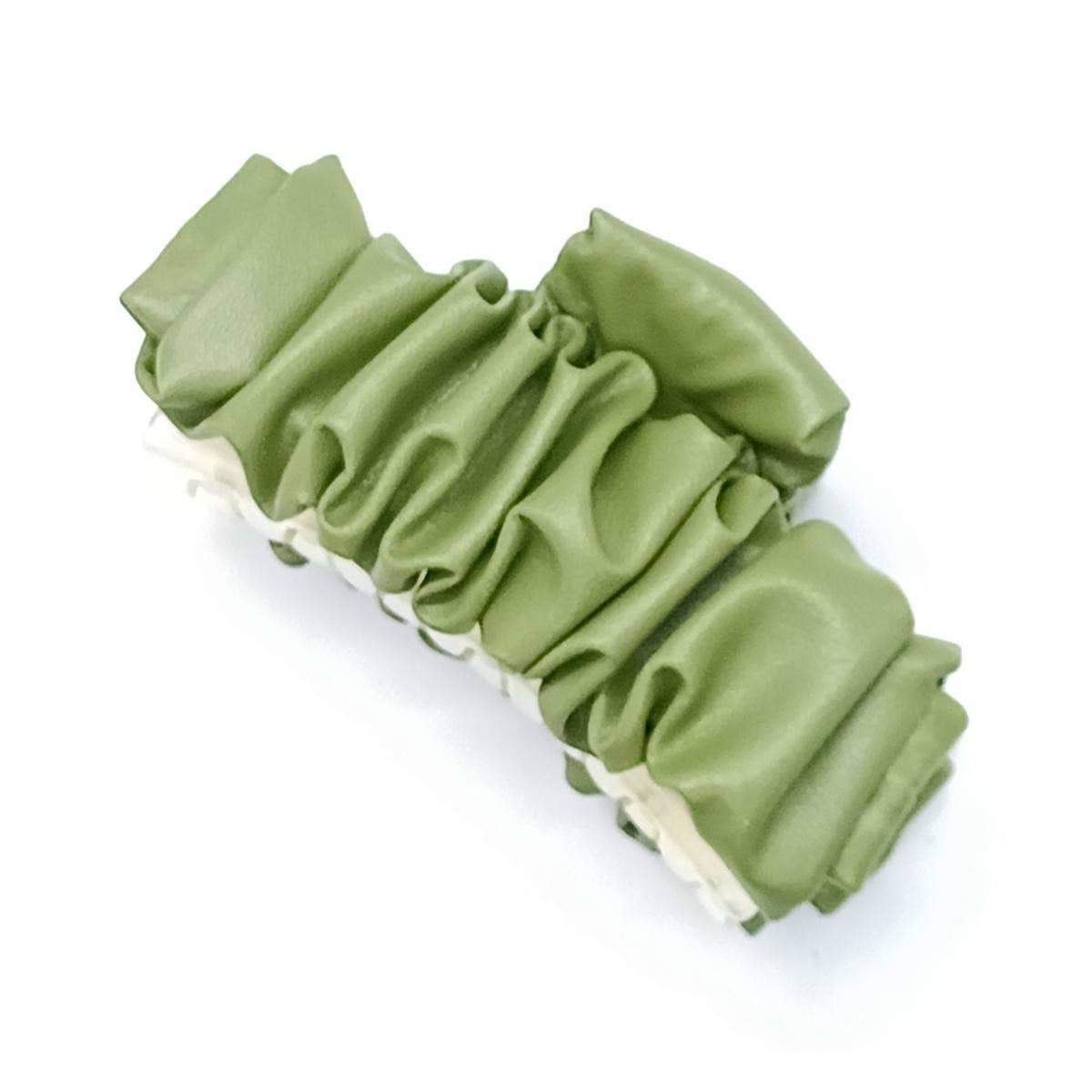 Solid Color Ruched Wave PU Leather Hair Clip_CWAHA6374