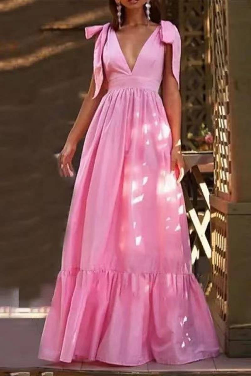 CWDMD5400_DEEP V BACKLESS TIE STRAP BODYCON DRESS